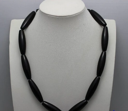 

11.21 Black agate necklace DIY material 10x40mm Discount 35%
