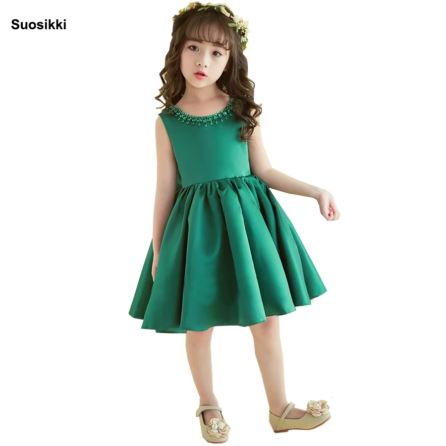 

Suosikki Satin Flower Girl Dresses 2018 Beaded Appliqued Dresses For Girls Kids Prom Dresses vestido daminha