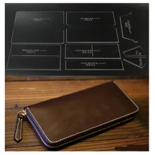 N trwały akrylowy portfel skórzany szablon DIY skórzany długi zamek portfel portmonetka wzornik wykrój do szycia 20*10cm