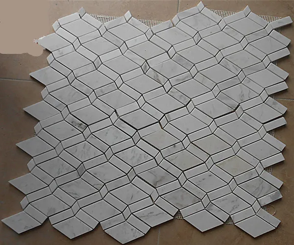 Rombo bianco di carrara marmo mosaico backsplash della cucina della parete adesivo per piastrelle piastrelle bagno.jpg Piastrelle adesive per cucina