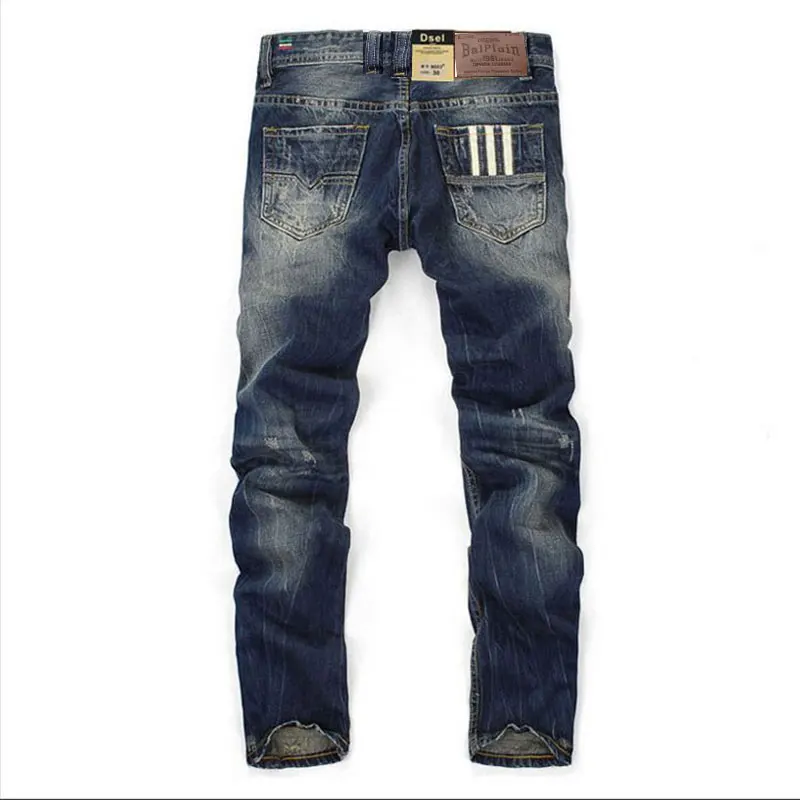 Famous Dsel Brand Fashion Designer Jeans Men Straight Dark Blue Color Printed Mens Jeans Ripped Jeans