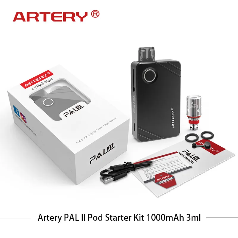 Вейп Набор Hot Artery PAL II Pod батарея 1000 мА · ч с сетчатой катушкой MTL 2 электронная