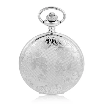 

Antique Style Silver Tone Case Men Quartz Movement Pocket Watch Arabic Number Dial w/Chain Luxury Timepiece Relogio De Bolso