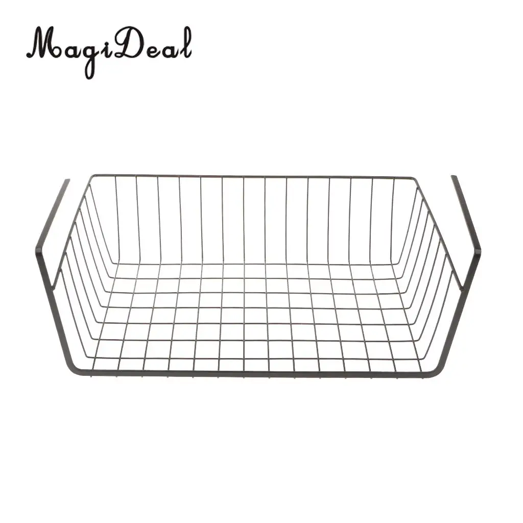 MagiDeal Household Storage Under Shelf Rack Organizer Basket for Table Cupboard Black Storage Basket for Bathroom Triangular