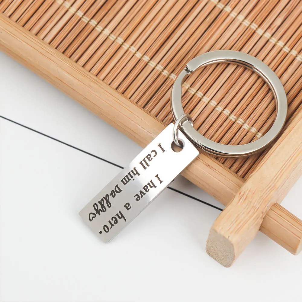 

1Pc Fashion Name I have a hero Letter Tag Keychain Key Holder Car Key Ring for Father's Day Men Gift