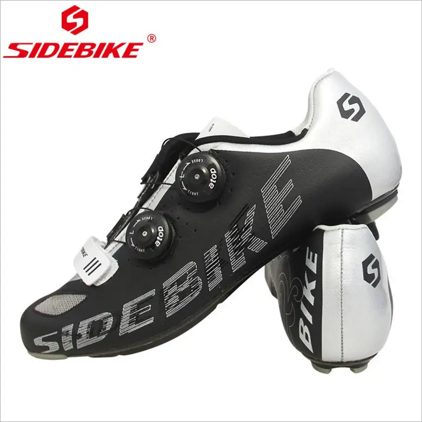 SIDEBIKE Carbon Fiber Black White Road Cycling Shoes Light Ultralight Bicycle Shoes Self-Locking Bike Sneaker Sapatilha Ciclismo SIDEBIKE Carbon Fiber Black White Road Cycling Shoes Light Ultralight Bicycle Shoes Self-Locking Bike Sneaker Sapatilha Ciclismo