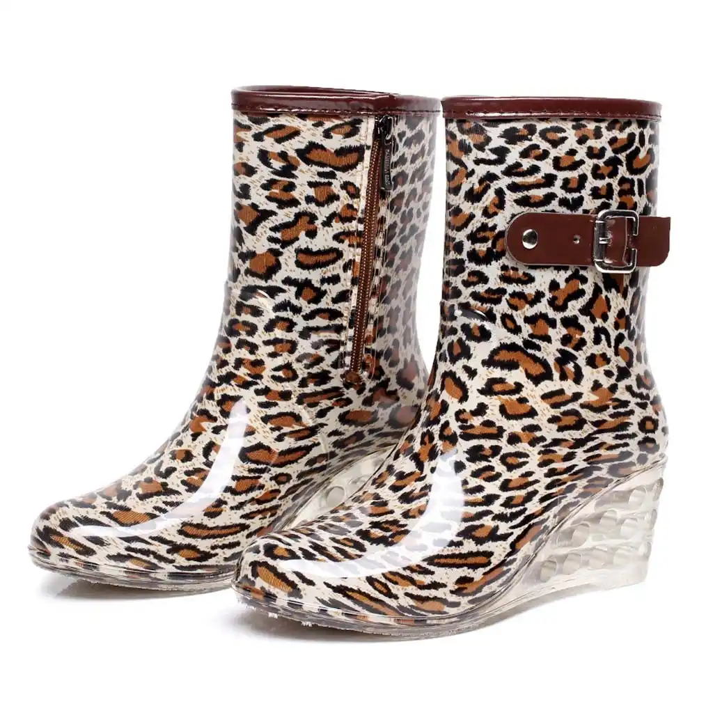 wedge heel rain boots