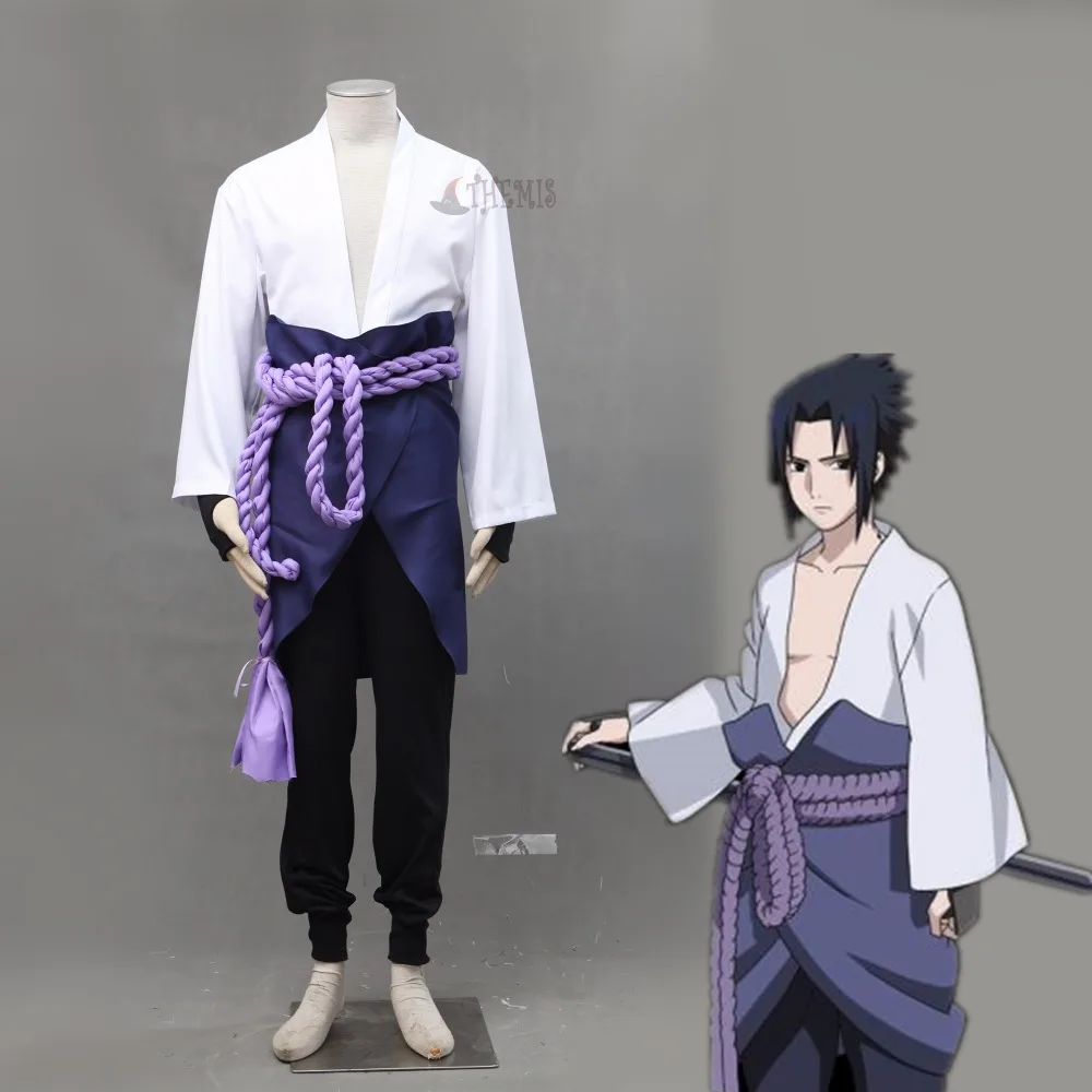 

Athemis Naruto Uchiha Sasuke Cosplay Costume Custom Made Unisex Outfits with Skirt Halloween Clothing