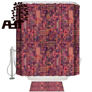 

Art Store Retro Morocco Ethnic African Grid Bathroom Mat With Shower Curtain Shower Curtain Doormat Sets 2 Piece Bathroom Set