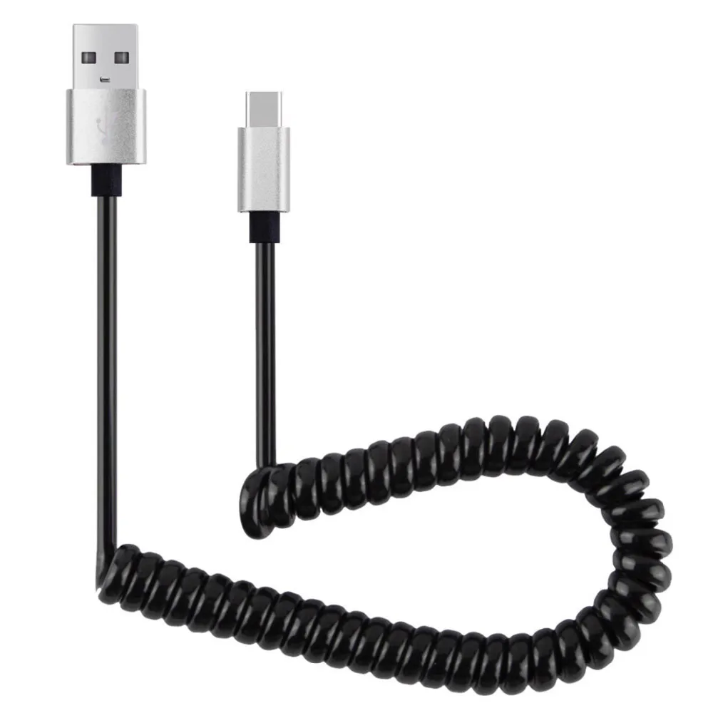 1 м пружинный спиральный выдвижной USB-A штекер USB 3,1 type-C кабель для зарядки данных для мобильного телефона универсальный телефон# YL10