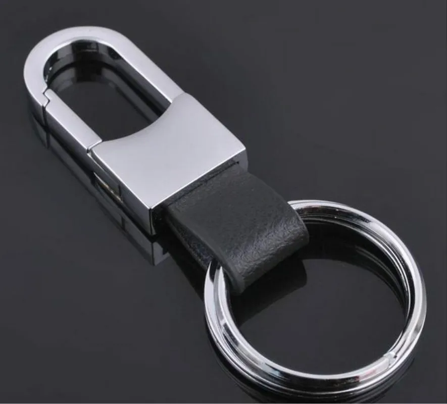 1 Piece Creative Men's Black Leather Strap Keyring Key Chain Safety