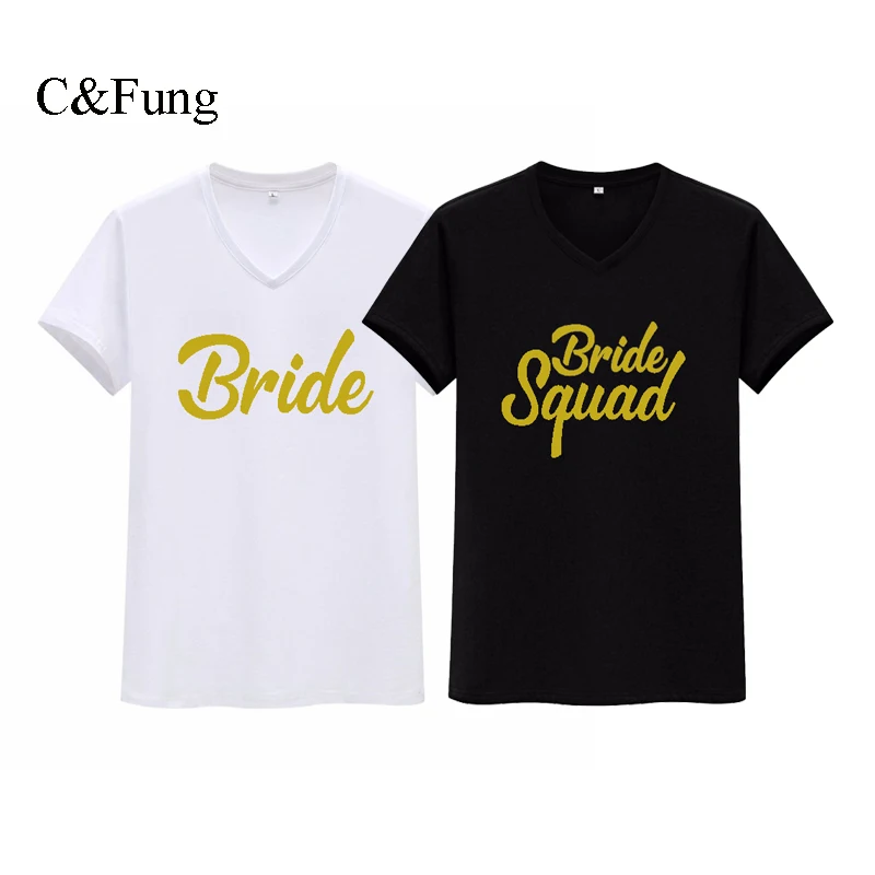 2018 New Design Bride Squad V Neck Shirts Team Bride Bachelorette