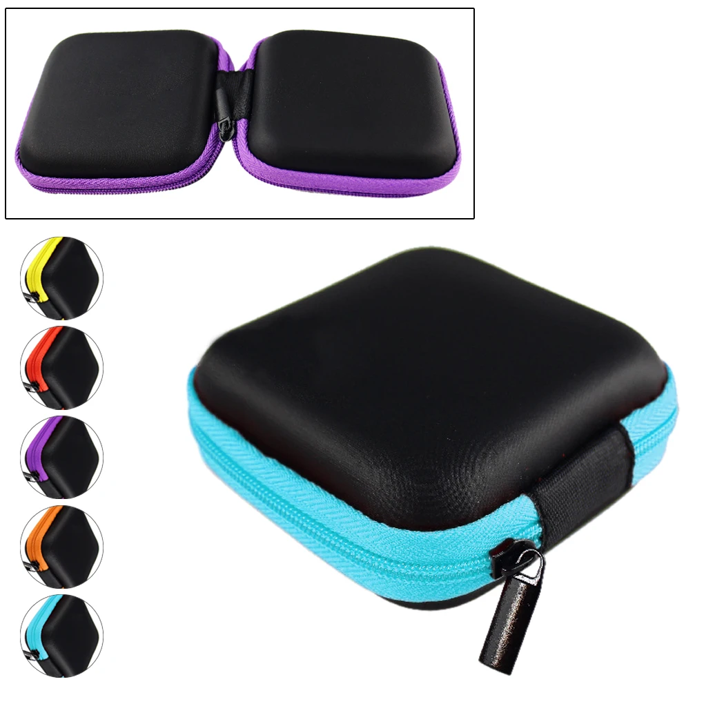 

5 Colors Zipper Square Earphone Bag High-end PU Bank Book Pocket Multi-function Digital Package Cosmetic Bag Passport Package