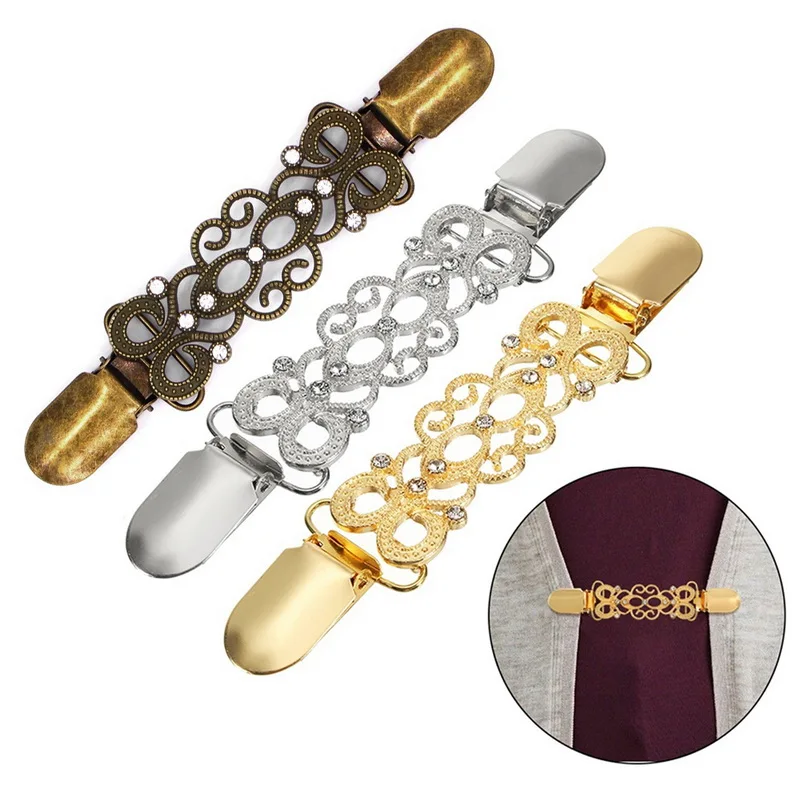 

MJARTORIA 2019 Cardigan Clip Sweater Shawl Clip Keeper Collar Duck-mouth Gold Silver Clip Holder Garter Accessories Jewelry Gift
