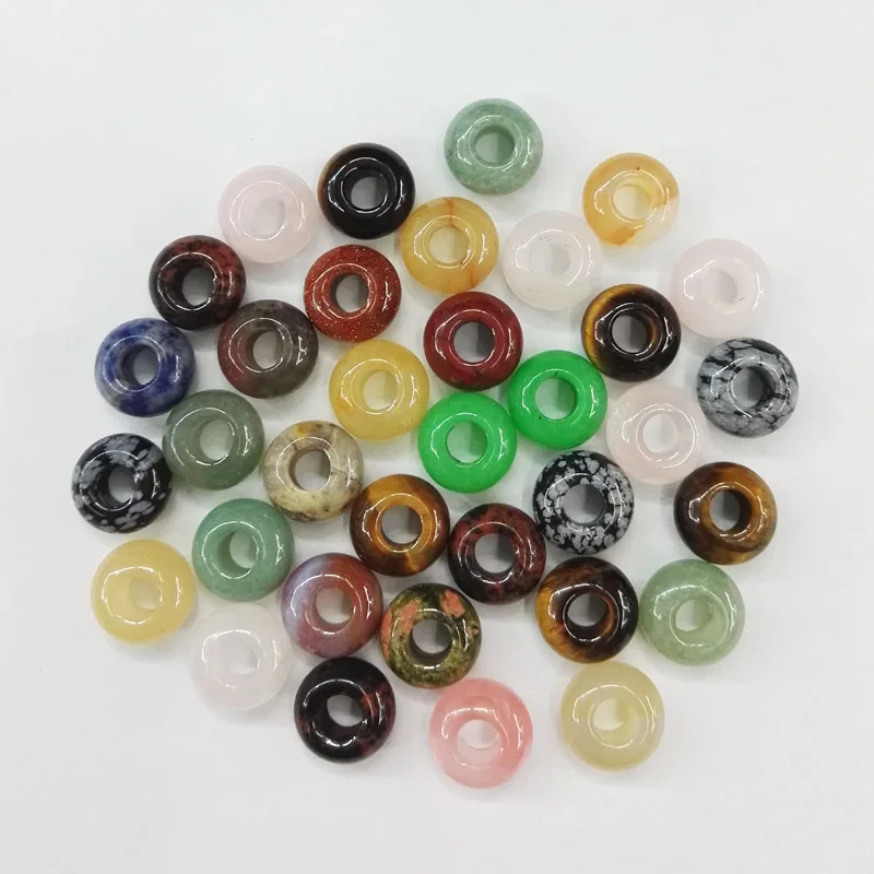 

Wholesale natural stone big hole beads charm Fashion Jewelry good quality mixed round shape 98pc/lot Free shipping