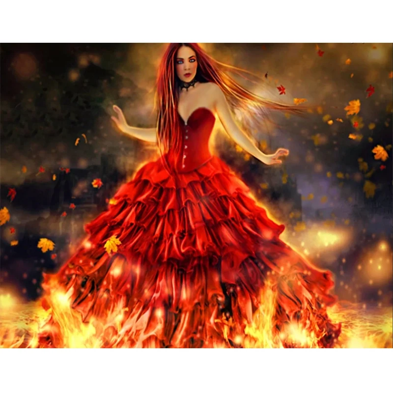 

Full Square Diy 5D wear Woman in red dress Diamond Embroidery Painting Diamond Painting Cross Stitch Diamond Mosaic Home Decor