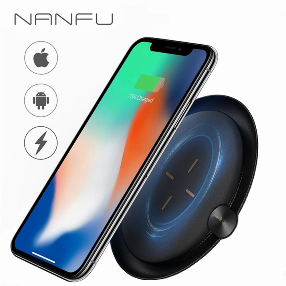 

NANFU 7.5W/10W Qi Wireless Charger Quick Fast Charger Pad Qi 2.0/3.0 for Huawei 20pro iPhone 8 X XR XS Max S9 S8 S10 Note 9 [RU]