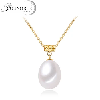 

Wedding 18K Gold Pendant Freshwater Pearl Necklace Women,Gold Jewelry Girl Gift 925 Sterling Silver Necklace Chain Anniversary