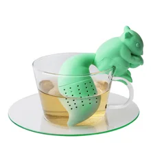 Силиконовый ситечко для заварки чая в форме милой белки, ситечко для чая и кофе, фильтр-мешочек для кружки, чайный горшок, чайные пакетики, посуда для напитков, подарки, B182-1