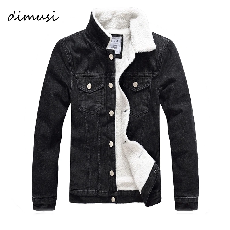 

DIMUSI Men Jacket and Coat Trendy Warm Fleece Denim Jacket 2018 Winter Fashion Mens Jean Jacket Outwear Male Cowboy 5XL,TA126