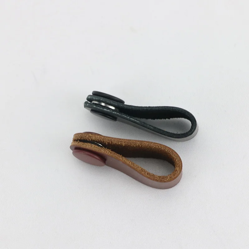 2pcs Genuine Leather Bags Buckles DIY Accessories Brown Black Hoop Ring Connection Collect Data Lines Storage