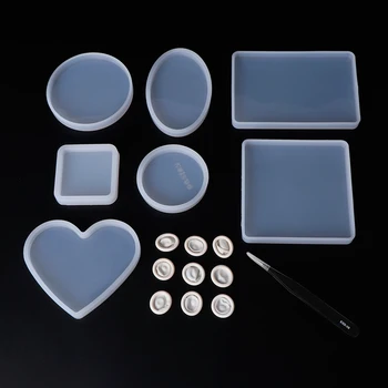

Silicone Mold Mirror Epoxy Resin Crafts Handmade Geometric Heart Shaped Square DIY Jewelry Making Findings Tools D14_D