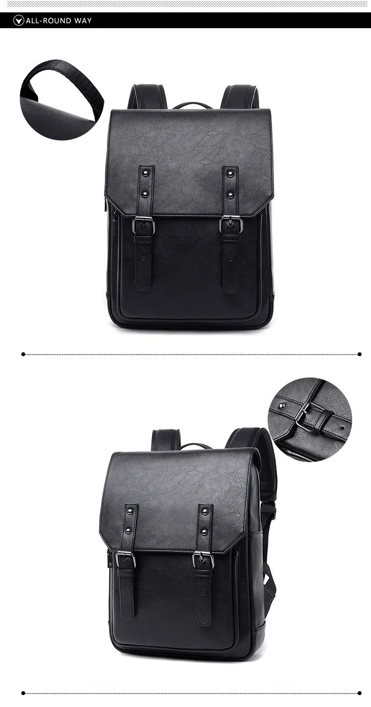 Новые мужские рюкзаки, черные кожаные школьные сумки для подростков, женская школьная сумка, водонепроницаемый Повседневный Рюкзак, дорожная сумка через плечо