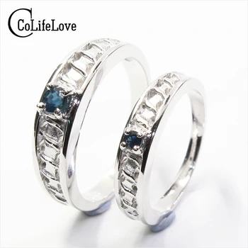 

Genuine sapphire wedding rings real 925 silver gold plated ring don't fade for ten years cute couple ring for lover