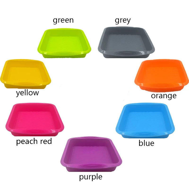 

9-Inches Square Shape Pan - WITH Handle - Silicone Cake Baking Tray Muffin Fondant Moule Silicone Mold Form Patisserie