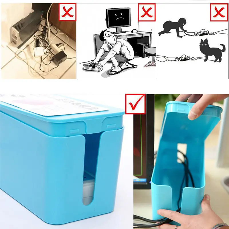 

Cable Management Box Cord Organizer Kit Cover Conceal Hide Wire Plug Boxes 66CY