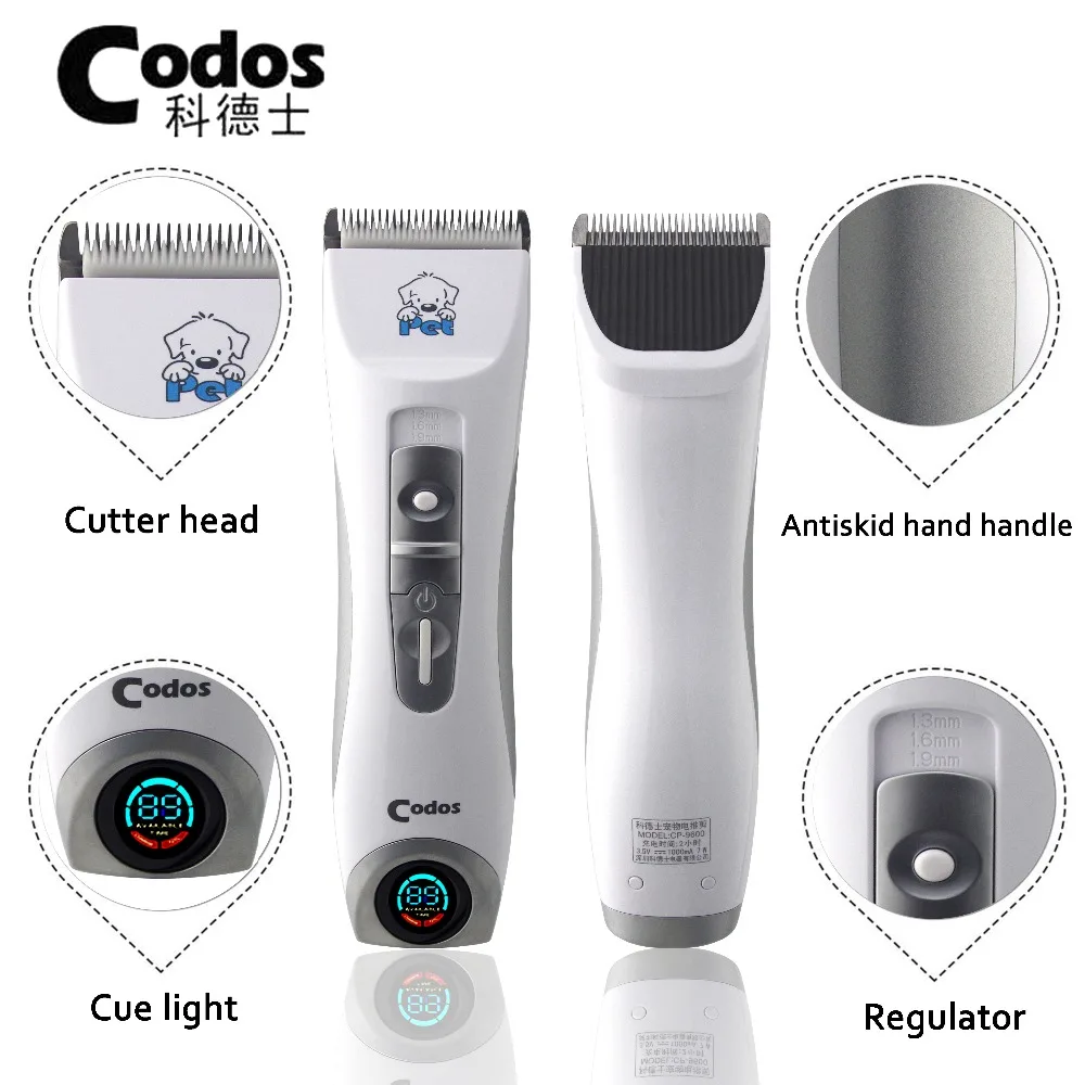  Professional Codos CP9600 Pet Trimmer Electric Pet LCD Display Grooming Haircut Shaver Machine Silv