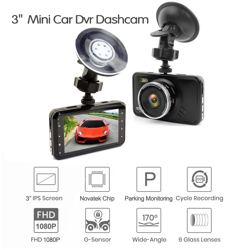 E ACE видеорегистратор для автомобиля Camara Full HD 1080P со светодиодным фонариком Dashcam