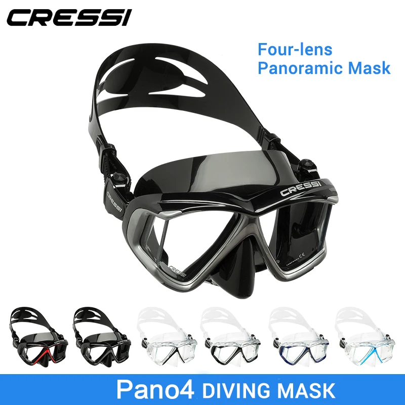 Маска для подводного плавания Cressi PANO 4 дюйма силиконовая с тремя линзами|diving mask