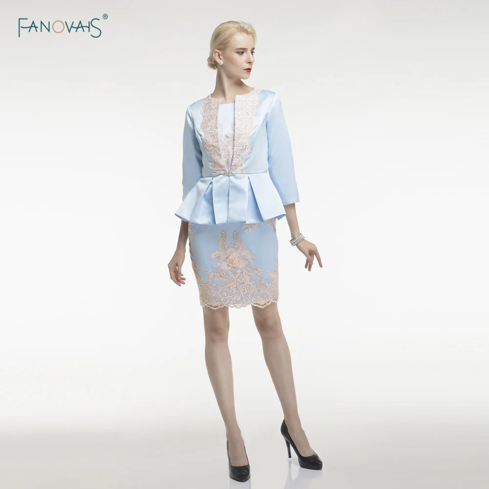 Light blue sheath dress with jacket dresses