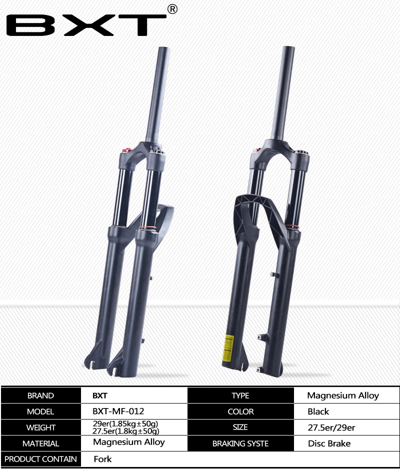 BXT горный велосипед Подвеска вилка 27,5 29 mtb вилка прямой Магниевый сплав дисковый тормоз 27,5 er 29er Велосипедная вилка
