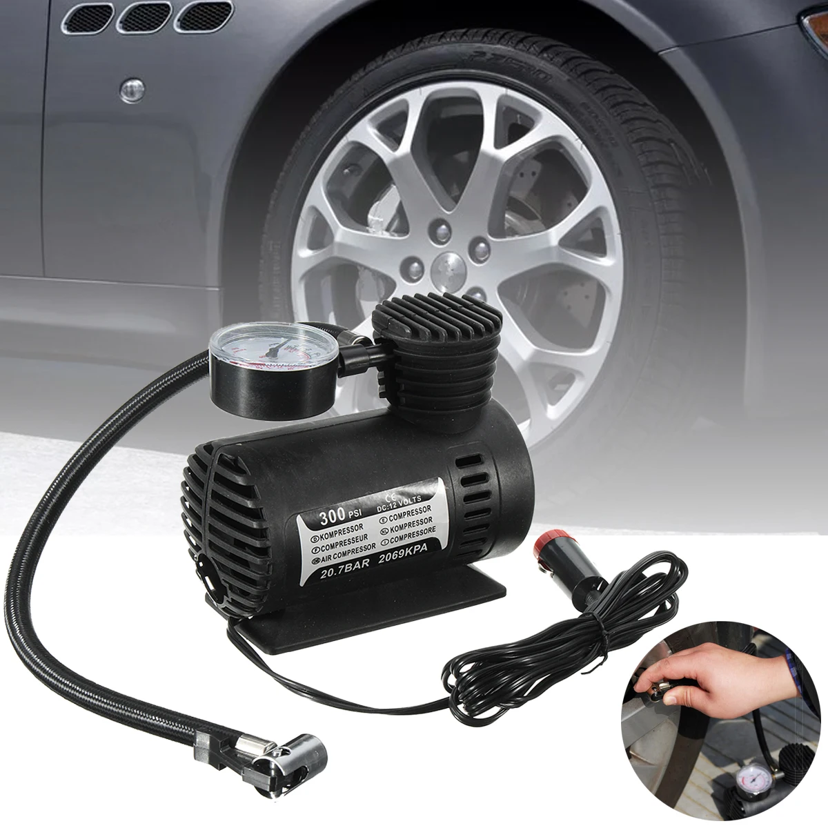 300 PSI 12V портативный автомобильный шинный инфлятор воздушный компрессор