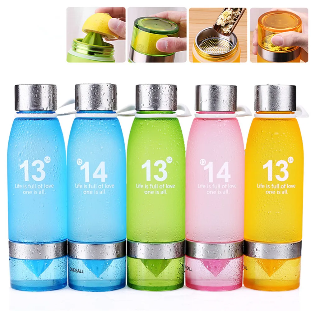 1000ML Outdoor Lemon Fruit Juice Glass Portable Water Bottles With Tea Infuser