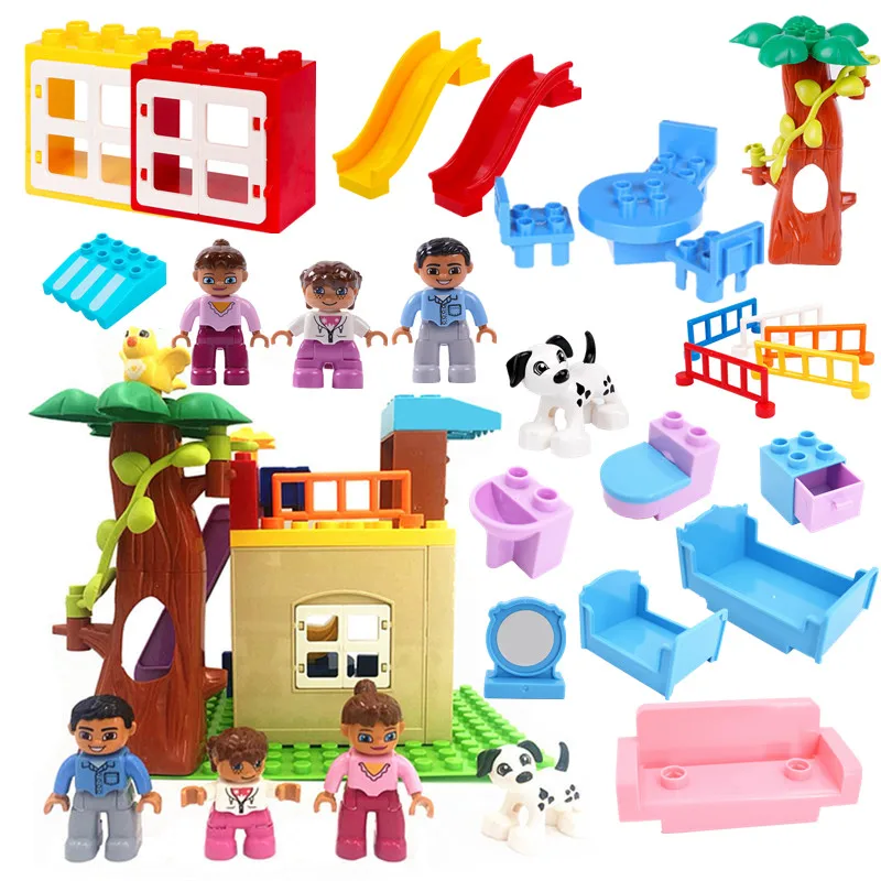 Diy аксессуары Happy Family Doll House строительные блоки совместимы с Duploed детские