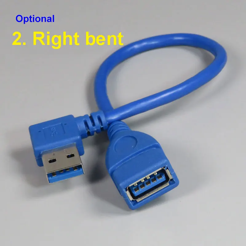 PCTONIC USB3.0 удлиняемый кабель type-A папа-мама type-A USB 3,0 OTG кабель 90 градусов прямоугольный изгиб синий короткий кабель 20 см - Цвет: 2 Right bent cable
