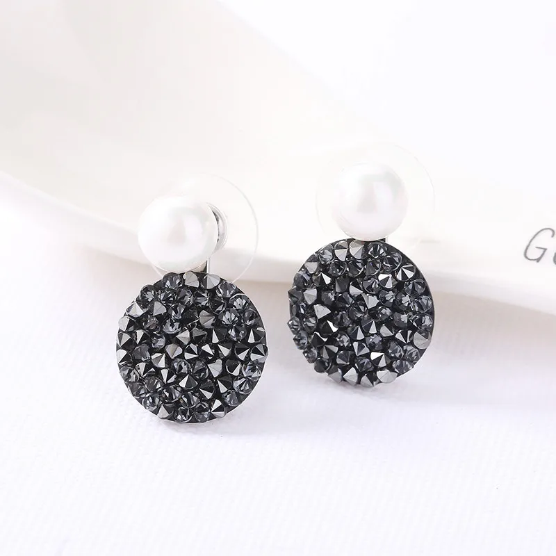 Ms Betti New Unique Design Crystal Pearl Double Sided Earring Drusy For Women Crystals From Austria Wedding Jewelry Mother's Day