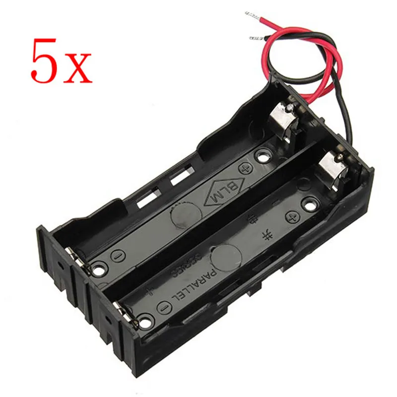 

Hot Sale 5pcs/lot DIY DC 7.4V 2 Slot Double Series 18650 Battery Holder Battery Box With 2 Leads Portable Lighting Accessories