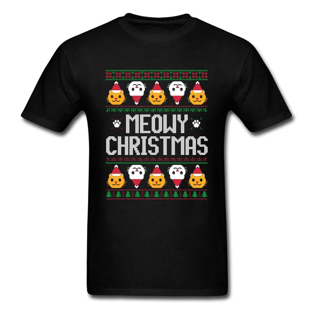 

Cute Cat Ugly Christmas Sweater Printed T Shirts Oversized Leisure Man Tops T Shirt Happy New Year O-Neck Summer Pure Cotton Tee
