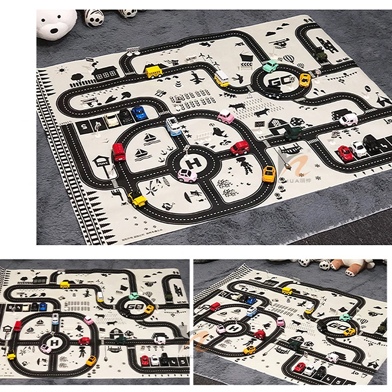 Скандинавский город, парковка, игровой ковер 130*100 см, Дорожная карта, автомобильные игрушки, детские игровые коврики, обучающая игрушка