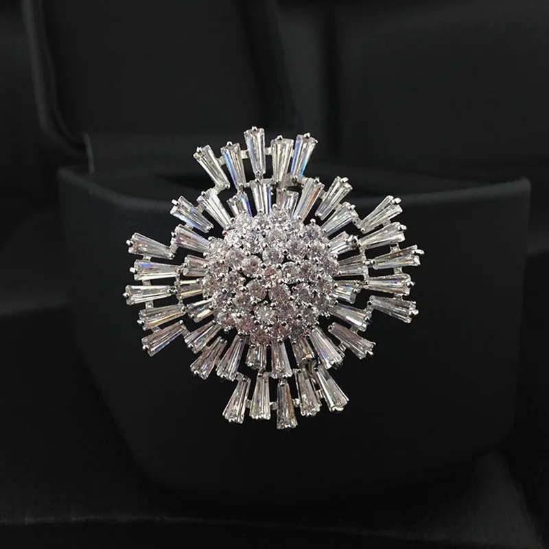 Exquisite Cubic Zirconia Snow Brooches for Women Jewelry Gift Clear