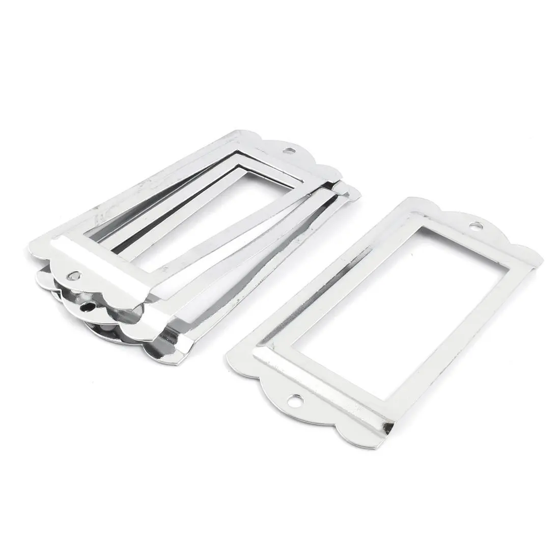 Office File Drawer Tag Label Holder 85mm X 42mm 4 Pcs Silver Tone