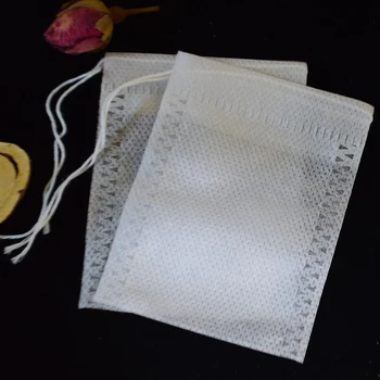 

Disposable Tea Bag Non-woven Herbal Loose Tea Bolsas de te Sealed Filter Paper Strap Treatment Seal 100 Pieces