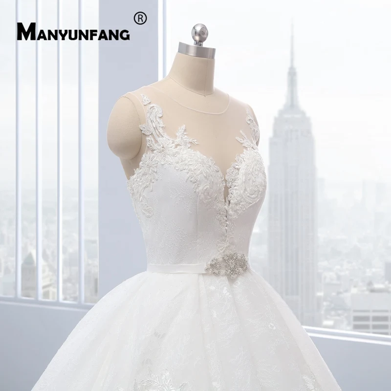 Вышитый тюль с кружевными аппликациями Robe BLANCHE Mariage роскошное свадебное платье реальное изображение Bridedress плюс Размеры