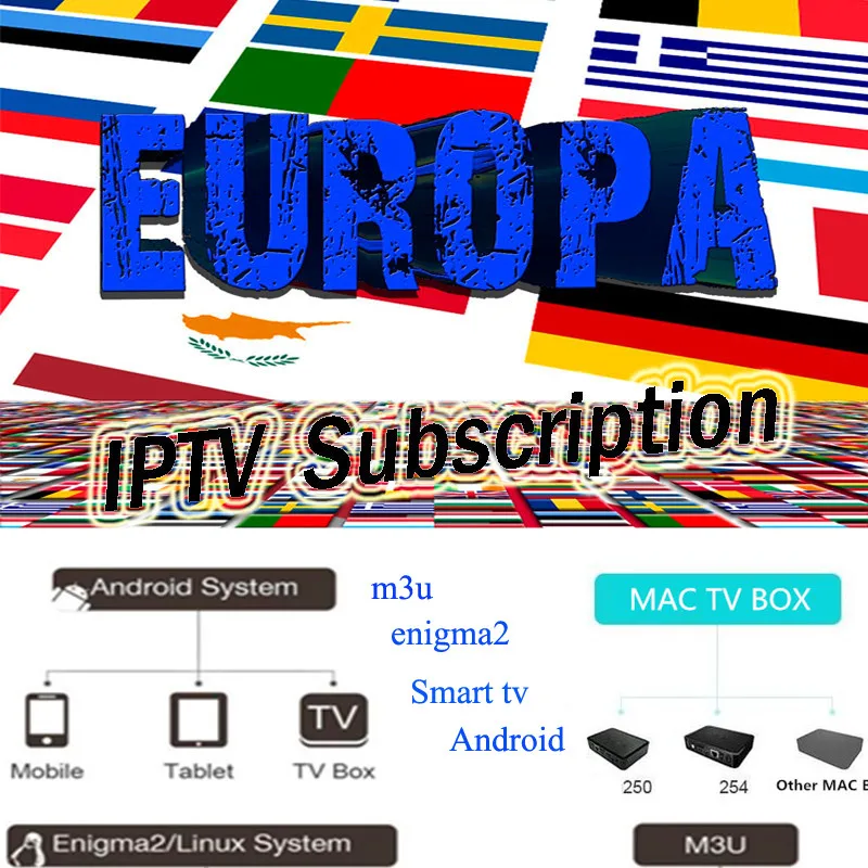 IP ТВ подписка 1 год Italia Испания французский арабский Великобритания Европа для Android tv Box Smart tv спутниковый ресивер через AV кабель