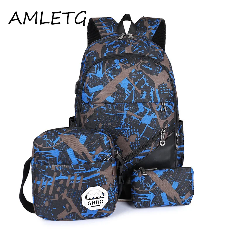 

New 3Piece Set Backpack Brand Fashion Women Bag Casual Wild Bags for Women Retro Backpack College Students Bag Mocnila Sac Femme