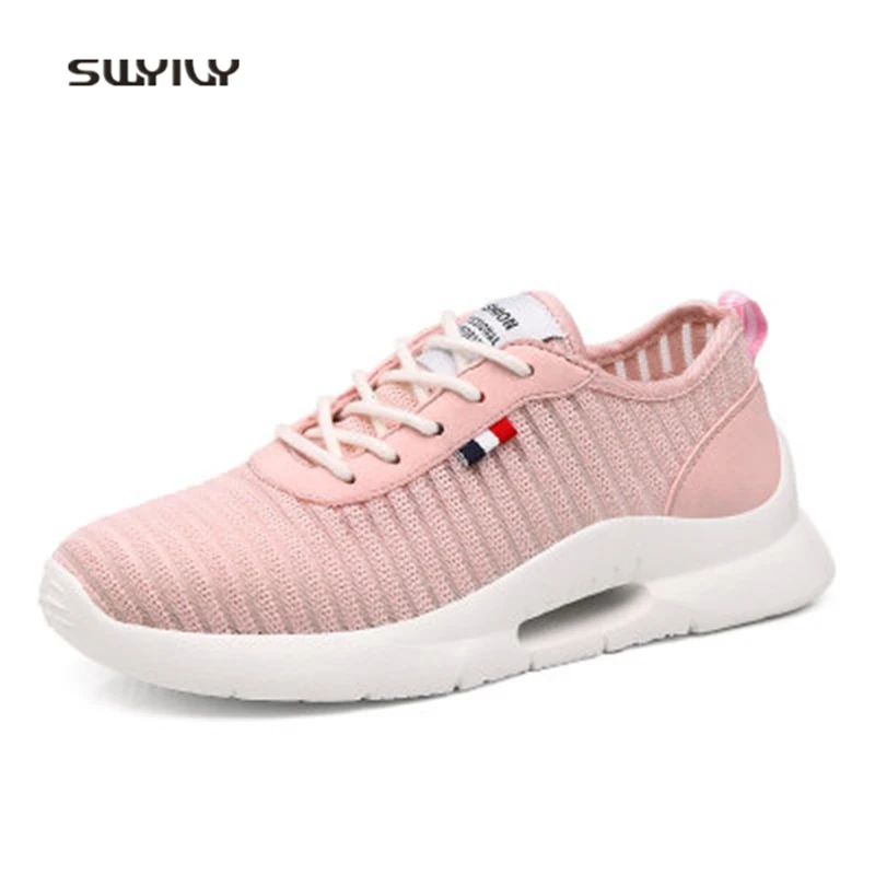 SWYIVY Women Running Shoes Lyca Mesh Breathable Super Light Sneakers 2018 New Hollow Wear-resistant Soft Female Athele Shoes